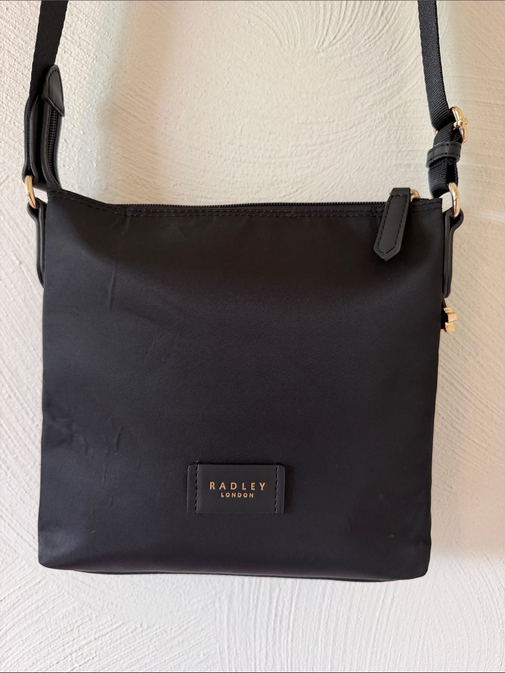 Radley London Black Crossbody Shoulder Bag with Gold Hardware.